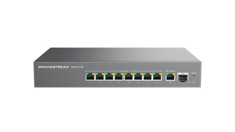 Grandstream GWN7721PE L2 Lite managed 2,5G switch, 8x 2.5GbE, 1x 10G, 1x SFP+, PoE++ - obrázek produktu
