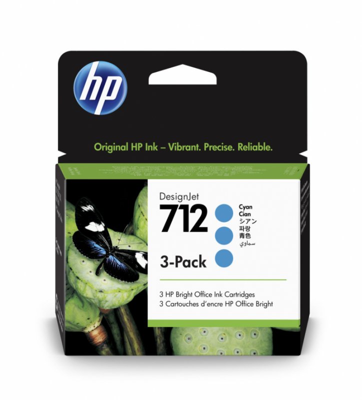 HP 712 Ink. náplň azurová, trojbalení, 3ED77A - obrázek produktu