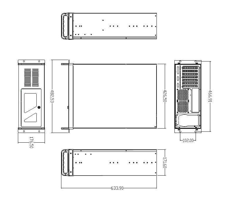DATACOM 19" Case IPC 4U/ 585mm šedý bez PSU - obrázek č. 6