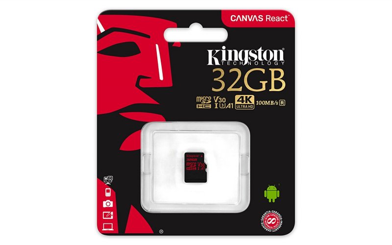 32GB microSDHC Kingston Canvas React  U3 100R/ 70W V30 A1 + bez adapteru - obrázek č. 1
