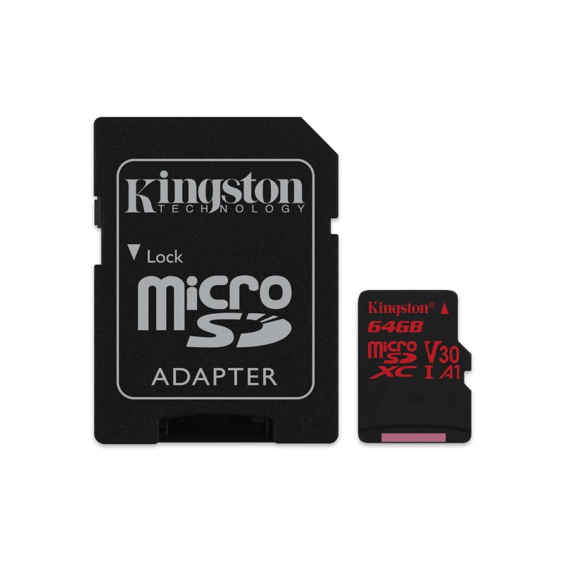 64GB microSDXC Kingston Canvas React  U3 100R/ 80W V30 A1 + SD adapter - obrázek produktu