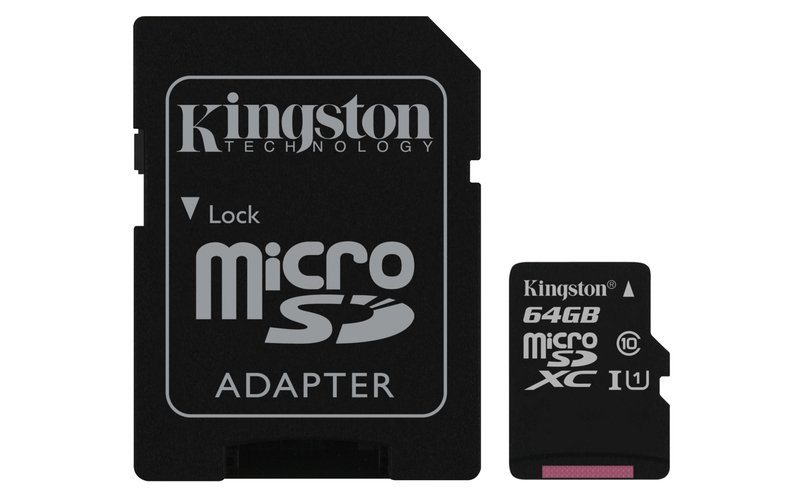 64GB microSDXC Kingston CL10 UHS-I 80R + SD adap. - obrázek č. 1