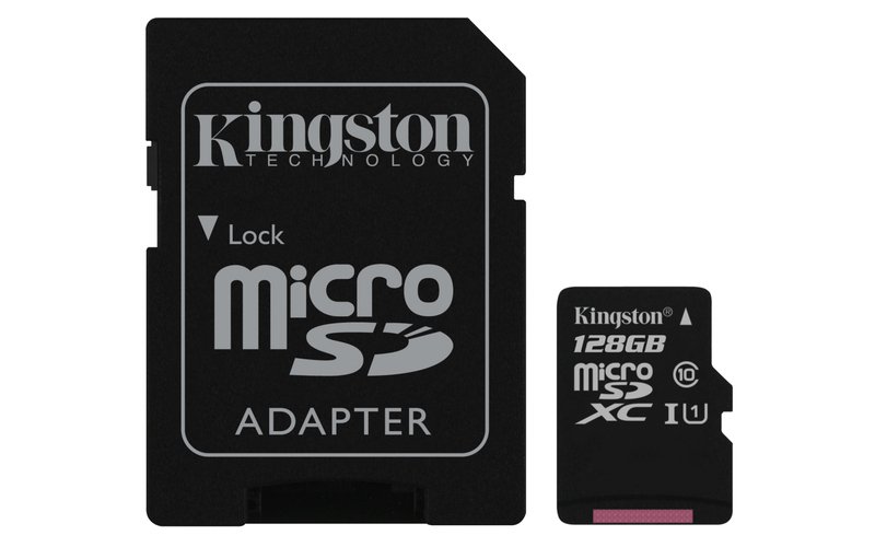 128GB microSDXC Kingston CL10 UHS-I 80R + SD adap. - obrázek č. 1