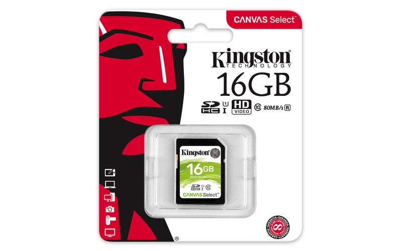 16GB SDHC Kingston Canvas Select CL10 UHS-I 80R - obrázek č. 2