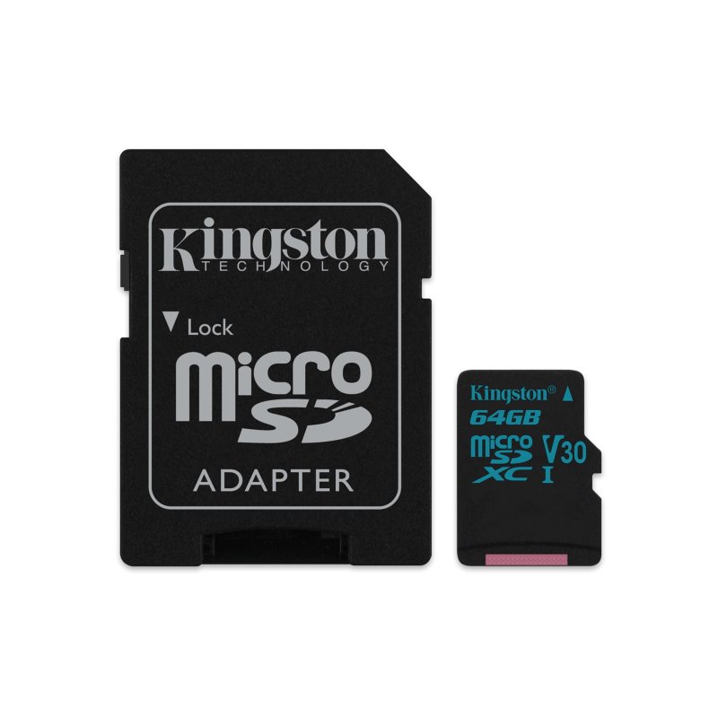 64GB microSDXC Kingston Canvas Go UHS-I U3 V30 90R/ 45W + SD adaptér - obrázek produktu