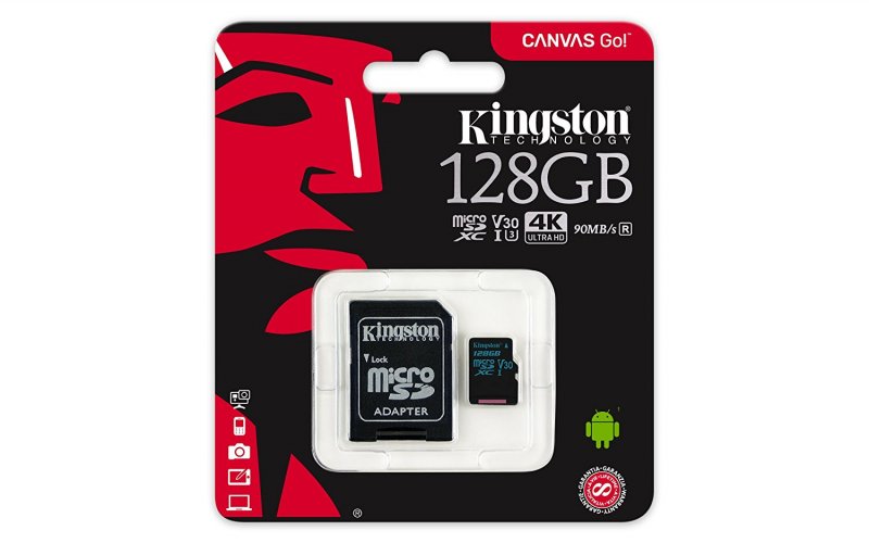 128GB microSDXC Kingston Canvas Go UHS-I U3 V30 90R/ 45W + SD adaptér - obrázek č. 1