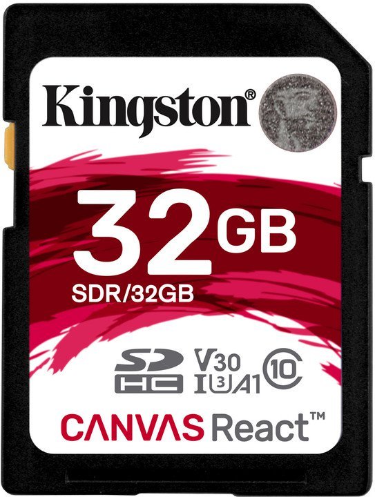 32GB SDHC Kingston Canvas React U3 V30 A1 100R/ 70W - obrázek produktu