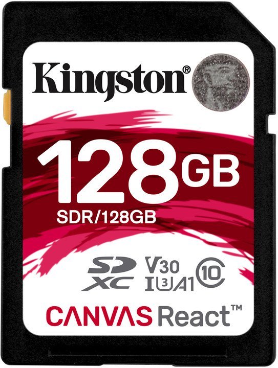 128GB SDXC Kingston Canvas React U3 V30 A1 100R/ 70W - obrázek produktu