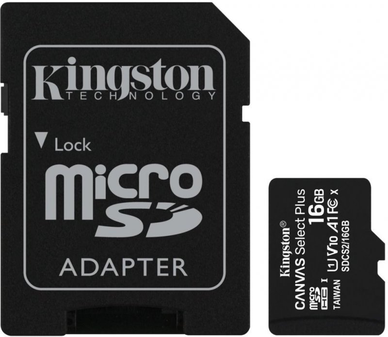 16GB microSDHC Kingston Canvas Select Plus  A1 CL10 100MB/ s + adapter - obrázek č. 1