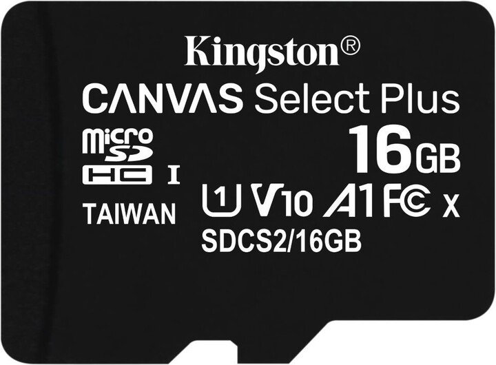 16GB microSDHC Kingston Canvas Select Plus  A1 CL10 100MB/ s + adapter - obrázek produktu