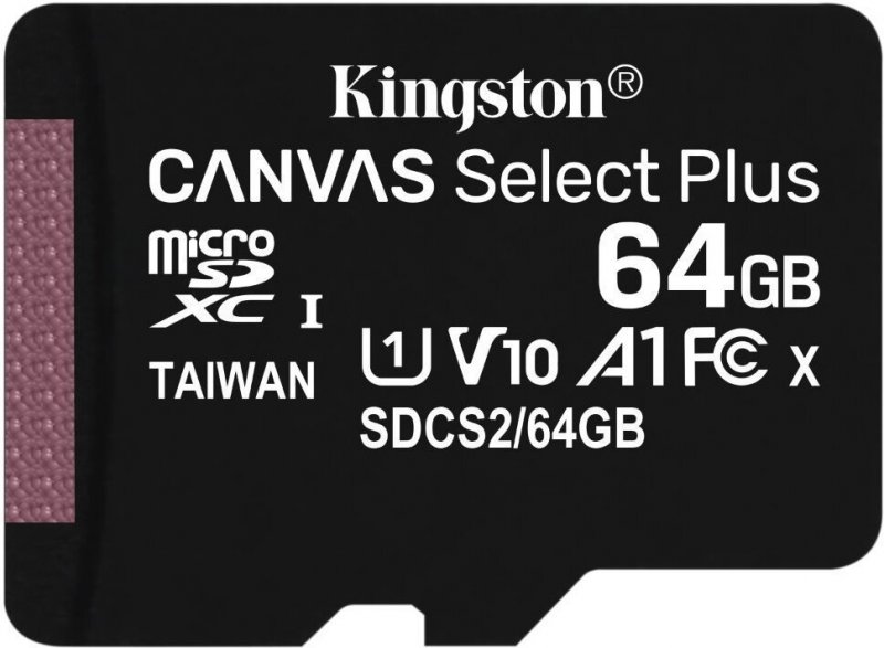 Kingston Canvas Select Plus A1/ micro SDXC/ 64GB/ 100MBps/ UHS-I U1 /  Class 10 - obrázek produktu