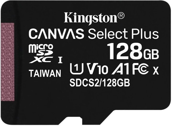 Kingston Canvas Select Plus A1/ micro SDXC/ 128GB/ 100MBps/ UHS-I U1 /  Class 10 - obrázek produktu