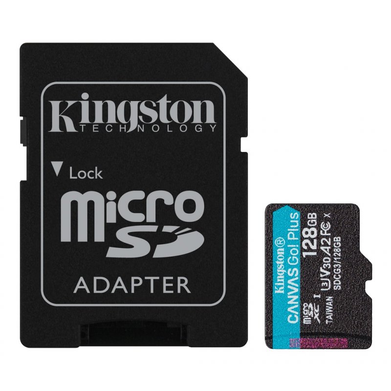 Kingston Canvas Go Plus A2/ micro SDXC/ 128GB/ 170MBps/ UHS-I U3 /  Class 10/ + Adaptér - obrázek produktu