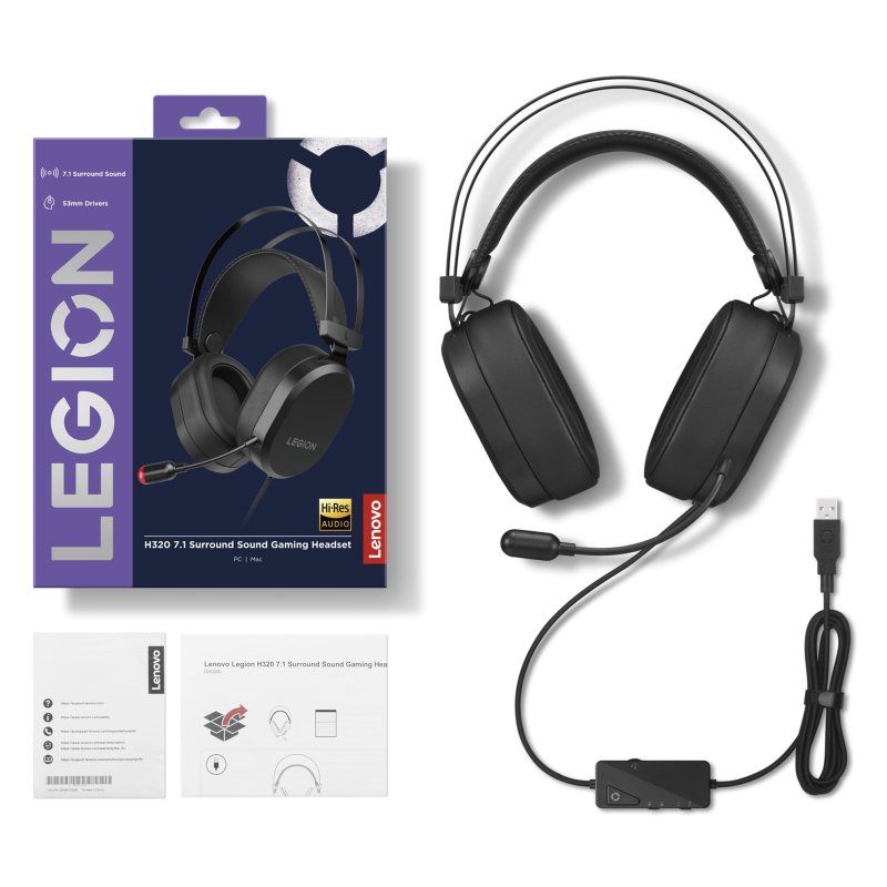 Lenovo Legion H320 7.1 Gaming Headset - Black - obrázek č. 3