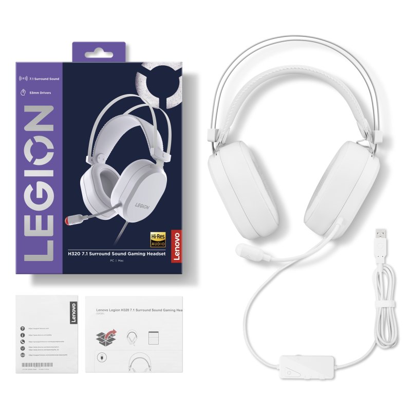 Lenovo Legion H320 7.1 Gaming Headset - White - obrázek č. 1