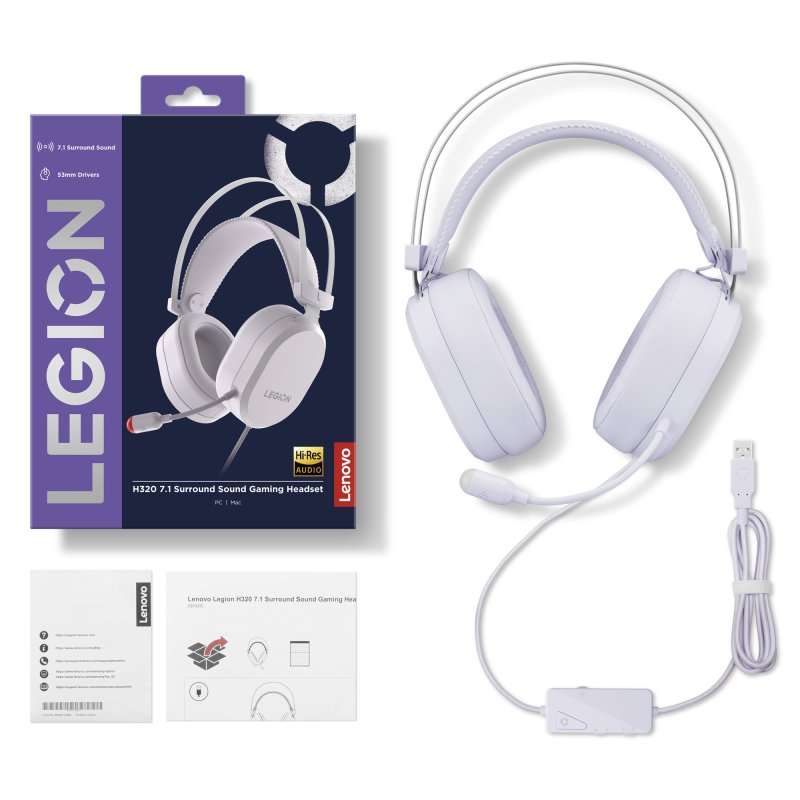 Lenovo Legion H320 7.1 Gaming Headset - White - obrázek č. 1