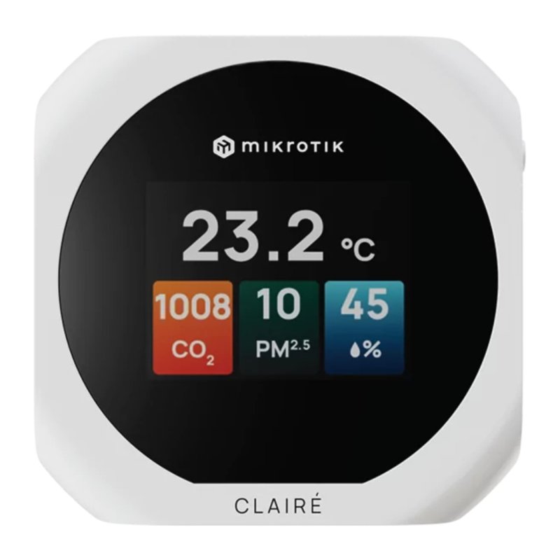 MikroTIk IAQM-THC2PV-W, Claire - Air Quality Monitor, CO2, Temp, RH, PM2.5 / 10, VOC, bílá - obrázek č. 1