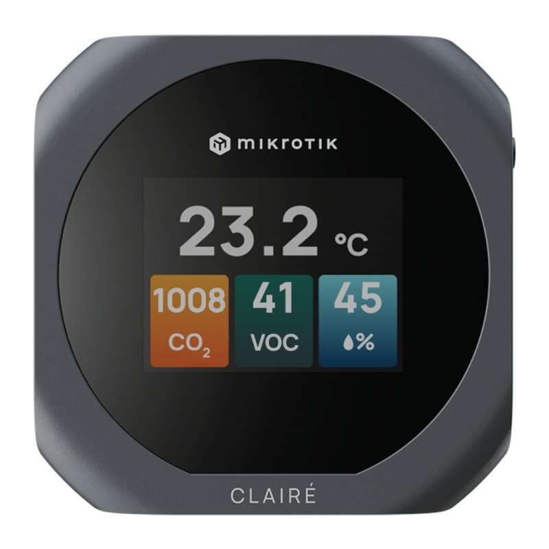 MikroTik IAQM-THC2V-G, Claire lite - Air Quality Monitor, CO2, Temp, RH, VOC, šedá - obrázek č. 1
