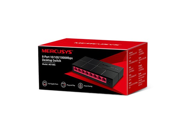 Mercusys MS108G 8x10/ 100/ 1000 switch, plastic case - obrázek č. 2