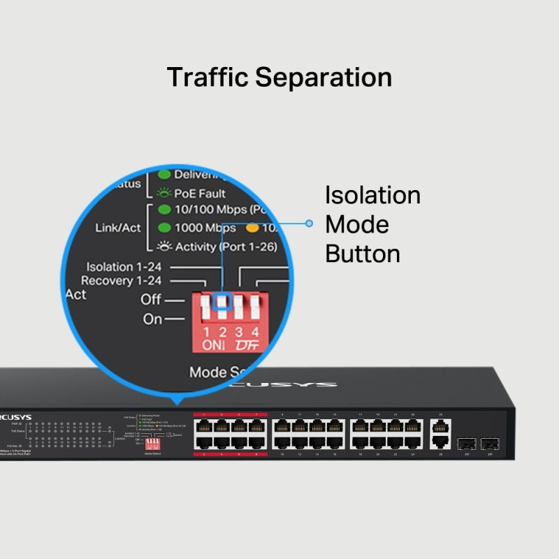 Mercusys MS126CP 24xFE PoE+ 2xGb rack switch - obrázek č. 4