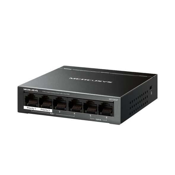 Mercusys MS106GP 6xGb desktop switch 4xPoE+ - obrázek č. 1