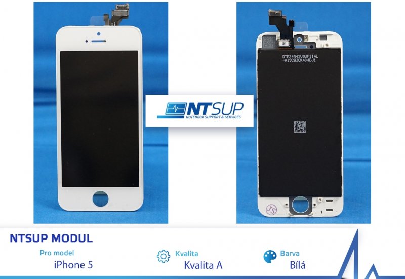 NTSUP LCD modul iPhone 5 bílý kvalita A - obrázek produktu