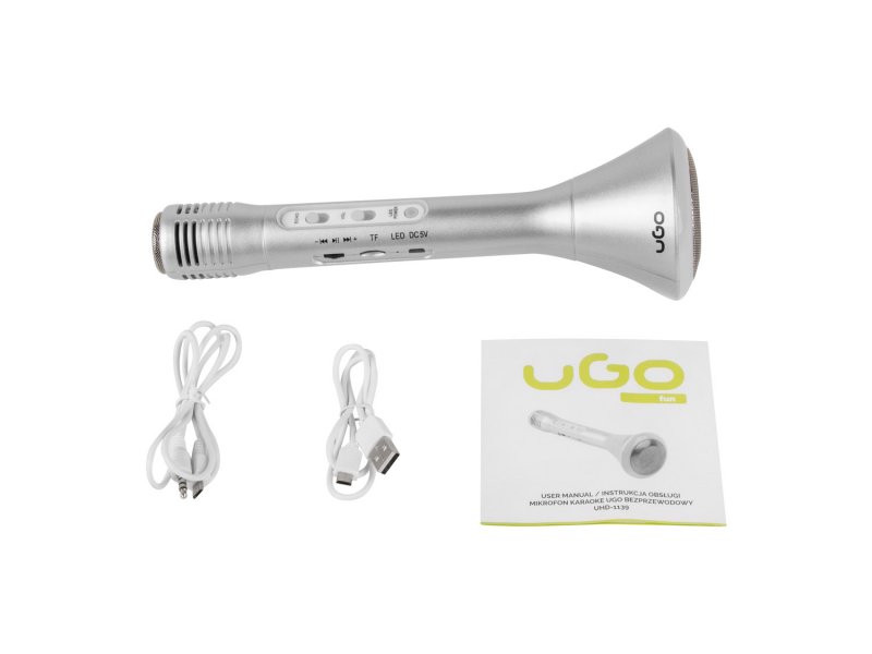 Karaoke Mikrofon UGO, bezdrátový, stříbrný - obrázek č. 4