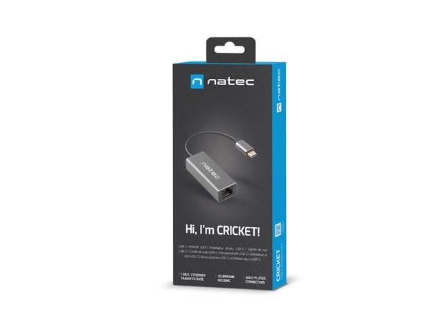 NATEC CRICKET externí Ethernet síťová karta USB-C 3.1 1X RJ45 1GB kabel - obrázek č. 4