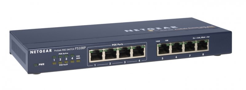 NETGEAR 8 port 10/ 100Mbps Fast Ethernet, 4x PoE, FS108P - obrázek produktu
