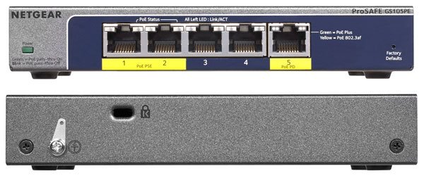 NETGEAR 5 Port Smart Managed Plus Switch, napájen pouze PoE, PoE (7,9 - 19 W) GS105PE - obrázek produktu