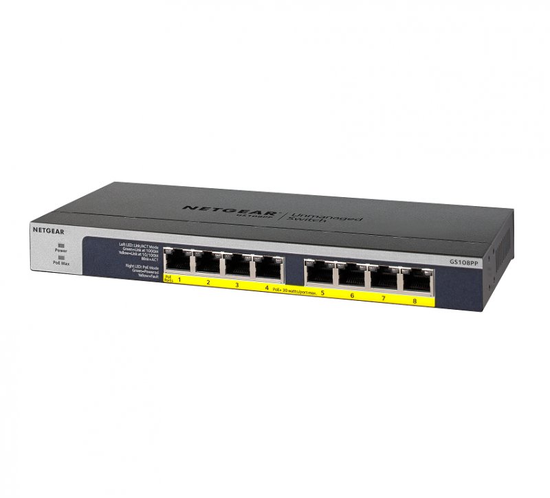 NETGEAR 8-port 10/ 100/ 1000Mbps Gigabit Ethernet, Flexible PoE, GS108PP - obrázek produktu