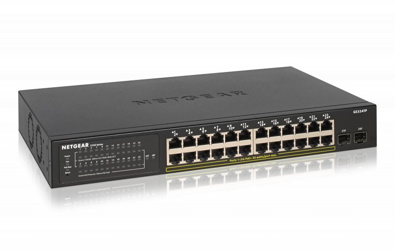 NETGEAR S350 Series 24-Port Gb PoE+ Ethernet Smart Managed Pro Switch, 2 SFP Ports, GS324TP - obrázek produktu