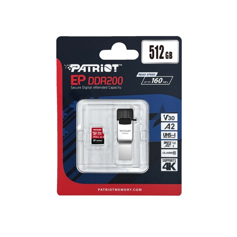 Patriot EP DDR200 + čtečka / Micro SDXC / 512GB / UHS-I U3  /  Class 10 - obrázek č. 1