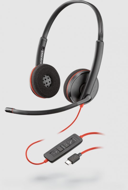 Poly Blackwire C3220. USB-C/ Stereo/ USB-C/ Drát/ MS/ Černá-červená - obrázek produktu