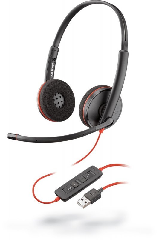 Poly Blackwire C3220. single unit/ Stereo/ USB/ Drát/ Černá-červená - obrázek produktu