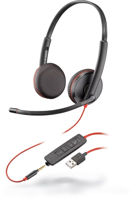 Poly Blackwire C3225. single unit/ Stereo/ USB/ Drát/ Černá-červená - obrázek produktu