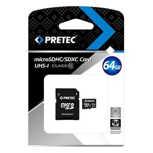 Pretec MicroSDXC 64GB CLASS 10 UHS-I +SD adapter - obrázek produktu