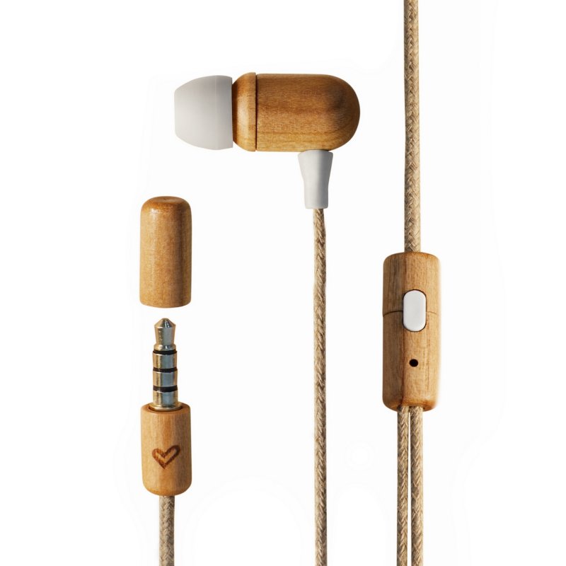 Energy Sistem EP Eco Cherry Wood, sluchátka do uší, 3,5 mm jack, materiál dřevo - obrázek produktu