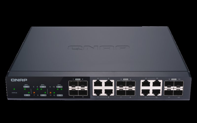 QNAP řízený switch QSW-M1208-8C: 12x 10G port SFP+ (4x SFP+ a 8x kombinované SFP+ /  RJ-45) - obrázek č. 1