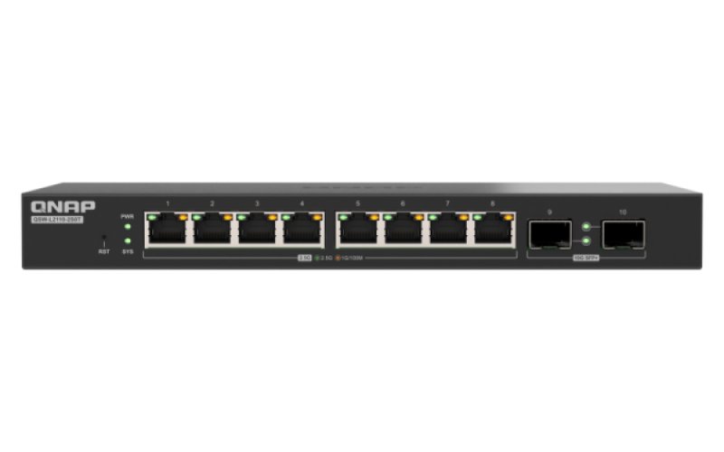 QNAP switch QSW-L2110-2S8T (8x 2,5GbE port, 2x 10Gb SFP+ port, Lite Managed) - obrázek produktu