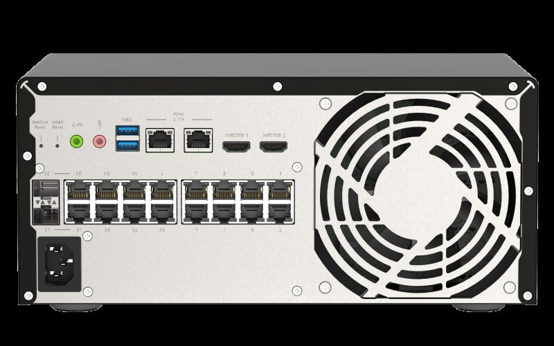 QNAP řízený switch QGD-3014-16PT-8G (16x GbE PoE+, 4core CPU, 4x SATA, 8GB RAM, 2x HDMI, 3x USB) - obrázek č. 1