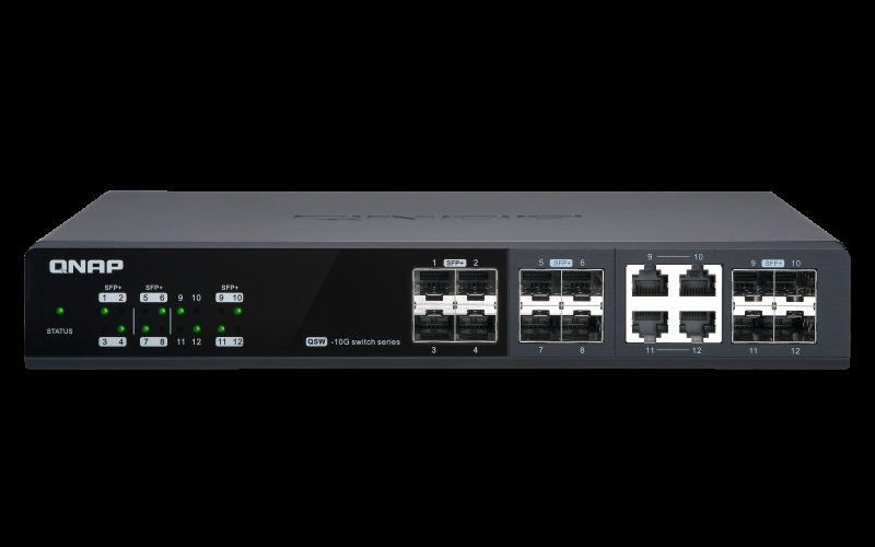 QNAP řízený switch QSW-M1204-4C: 12x 10G port SFP+ (8x SFP+ a 4x kombinované SFP+ /  RJ-45) - obrázek produktu