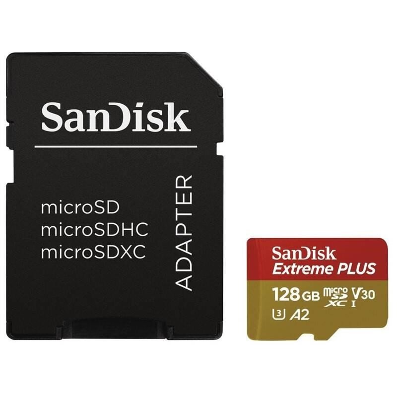 SanDisk Extreme PLUS/ micro SDXC/ 128GB/ 200MBps/ UHS-I U3 /  Class 10/ + Adaptér - obrázek č. 1