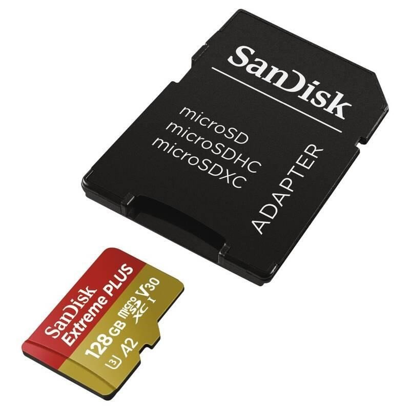 SanDisk Extreme PLUS/ micro SDXC/ 128GB/ 200MBps/ UHS-I U3 /  Class 10/ + Adaptér - obrázek č. 2