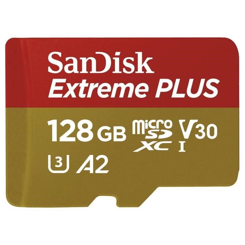 SanDisk Extreme PLUS/ micro SDXC/ 128GB/ 200MBps/ UHS-I U3 /  Class 10/ + Adaptér - obrázek produktu