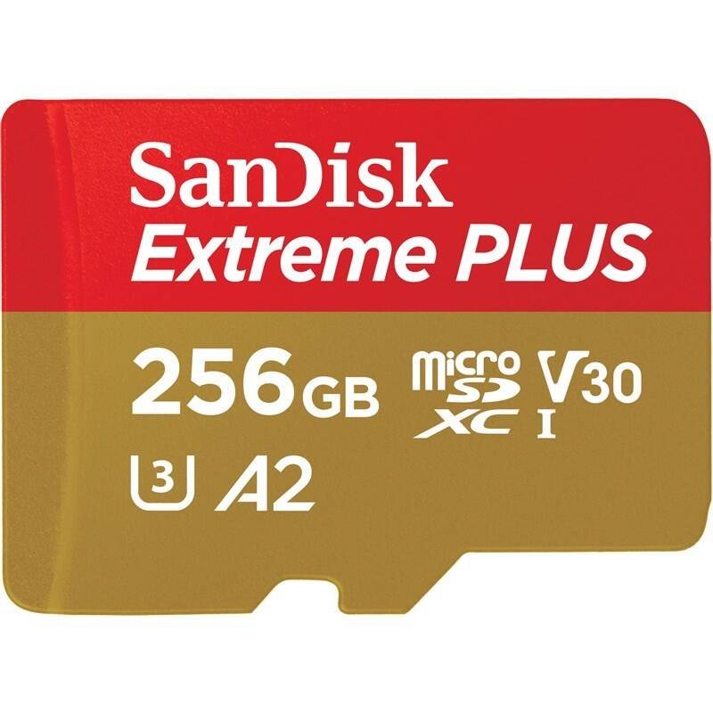 SanDisk Extreme PLUS/ micro SDXC/ 256GB/ 200MBps/ UHS-I U3 /  Class 10/ + Adaptér - obrázek produktu