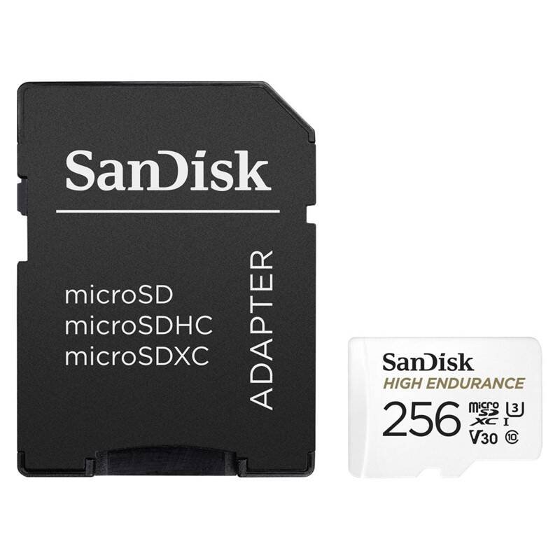 SanDisk High Endurace/ micro SDXC/ 256GB/ 100MBps/ Class 10/ + Adaptér/ Bílá - obrázek produktu