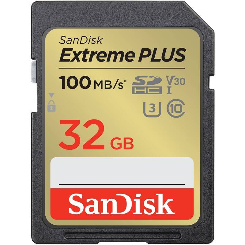 SanDisk Extreme PLUS/ SDHC/ 32GB/ 100MBps/ UHS-I U3 /  Class 10/ Černá - obrázek produktu