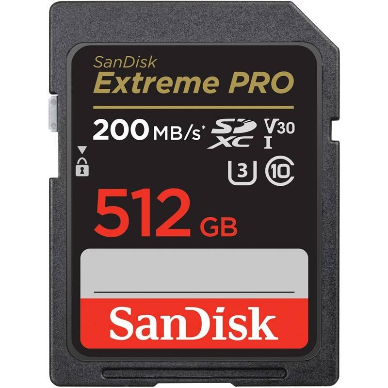 SanDisk Extreme PRO/ SDXC/ 512GB/ 200MBps/ UHS-I U3 /  Class 10/ Černá - obrázek produktu