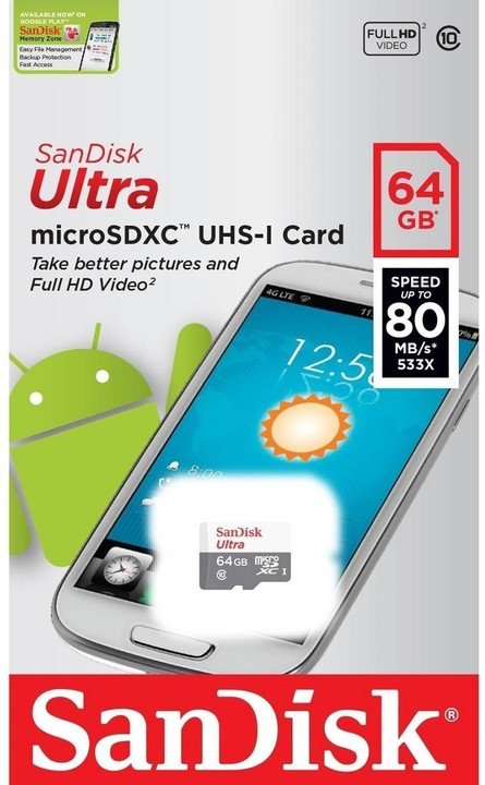 SanDisk Ultra microSDXC 64GB 80MB/ s - obrázek č. 1